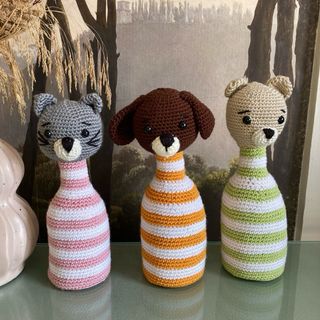 Juego Bolos Artesanales Animales Crochet