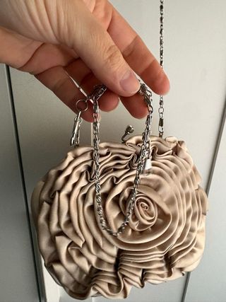 Bolso de fiesta flor beige y dorado