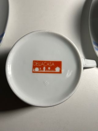 Juego 5 Tazas Café Porcelana Azul/Blanco