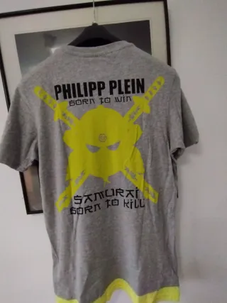 Camiseta Philipp Plein Samurai Gris y Amarillo