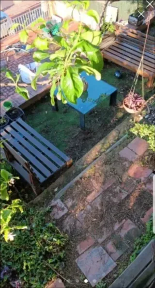 Sofá de madera con reposabrazos