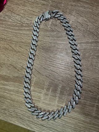 Cadena Cubana Moissanita Plata