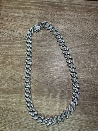 Cadena Cubana Moissanita Plata