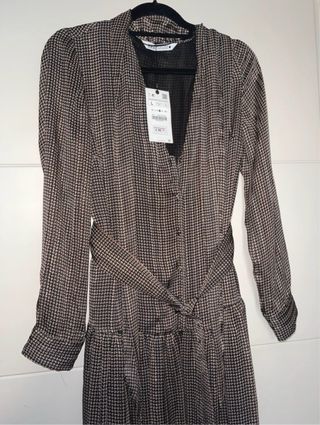 Vestido Zara estampado cuello lazo