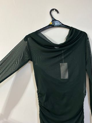 Vestido Mango midi asimétrico verde