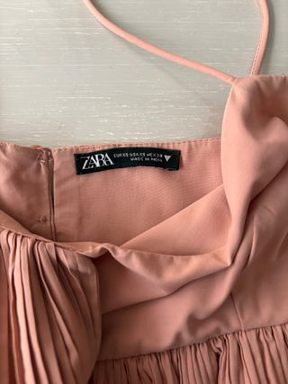 Top Zara volantes plisados rosa palo Talla XS