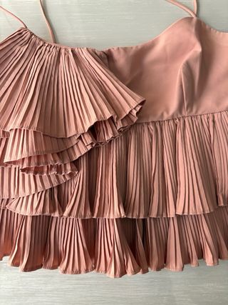 Top Zara volantes plisados rosa palo Talla XS