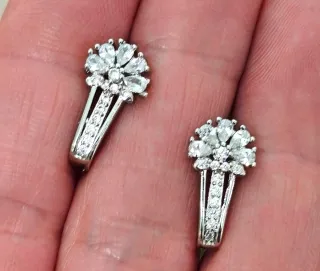 Pendientes Plata Bañada Circonitas Flor
