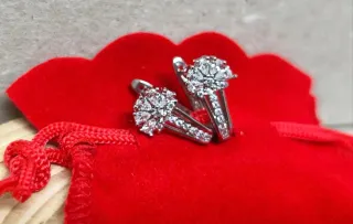 Pendientes Plata Bañada Circonitas Flor