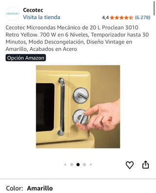 Microondas Cecotec Proclean 3010 Retro Yellow