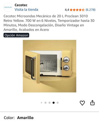 Microondas Cecotec Proclean 3010 Retro Yellow
