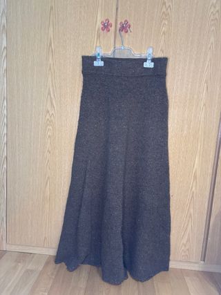 Falda larga punto Zara marrón Talla S