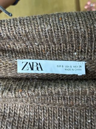 Falda larga punto Zara marrón Talla S