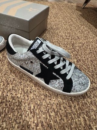 Golden Goose Zapatillas Glitter Negro y Plata