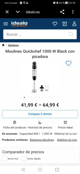 Batidora de mano Moulinex Quickchef 1000W