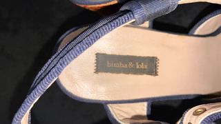 Sandalias cuña azul y marrón