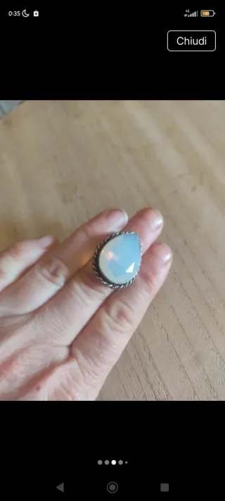 Anello Opale Aurora ottone silver