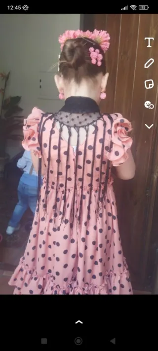 Vestido Flamenca Niña Lunares Volantes