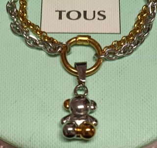 Pulsera Tous Oso Bold Bear Doble Cadena, Bicolor.