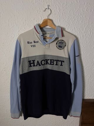 Polo Hackett Vintage Azul y Blanco