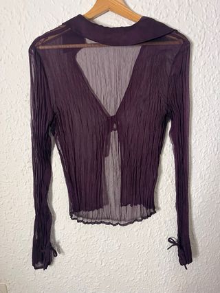 Blusa Mango Transparente Morada Talla Única