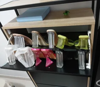 Zapatera 3 Niveles Negra y Madera