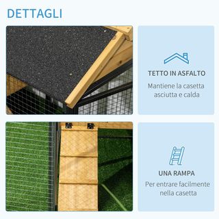 Conejera de Madera de Abeto y Acero de 2 Niveles, Jaula para Conejos con Bandeja Extraíble y Área de Carrera, 120X55.5X80 Cm, Amarilla y Negra