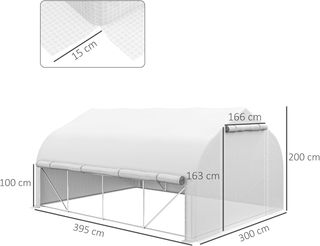 Invernadero de Jardín 4X3M, Invernadero de Túnel con Cubierta de PE y Paredes Enrollables, Puerta y 8 Ventanas de Red, Incluye Etiquetas y Guantes, Blanco