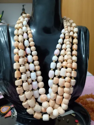 Collana anni '70 perle beige e rosa