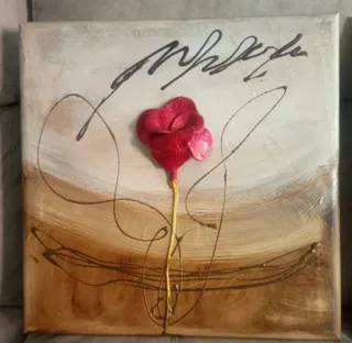 Set 2 Cuadros Flor Roja y Dorada