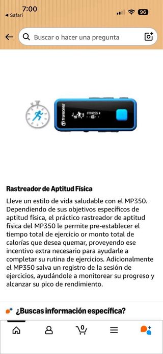 Reproductor MP3 Transcend MP350 Azul