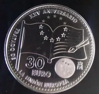 Moneda Plata XXV Aniversario Tratado de la Unión