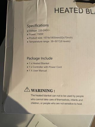 Manta Eléctrica MYCARBON Lavable