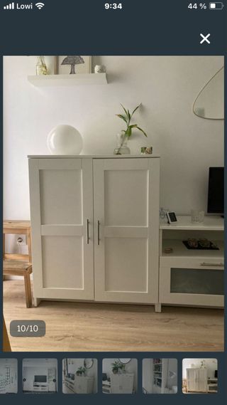 Mueble de salón blanco con almacenaje