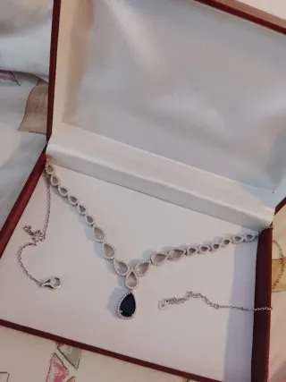Conjunto de plata con piedras azules