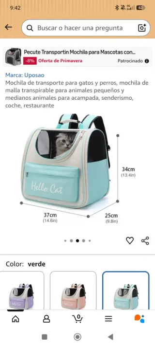 Mochila Transportin Gatos Perros Hello Cat