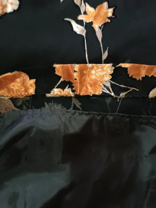 Vestido negro flores naranjas talla 46