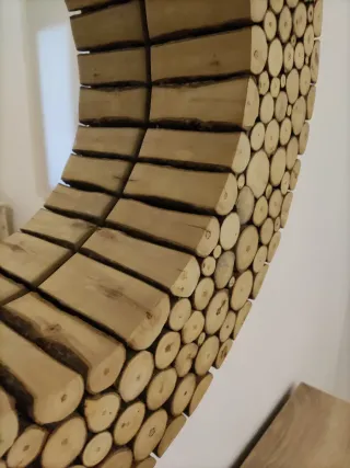 Espejo Redondo Troncos Madera