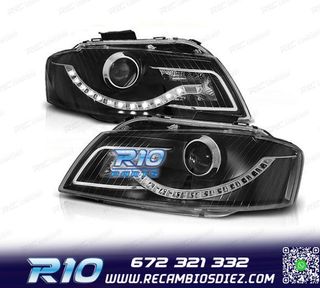 FAROS AUDI A3 8P LUZ DIURNA LED FONDO NEGRO