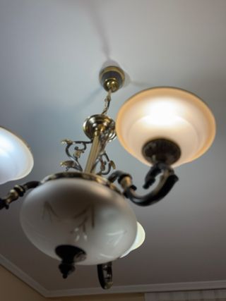 Lámpara de techo colgante con tulipas de cristal.