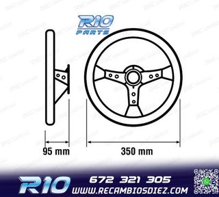 VOLANTE INVERTIDO PIEL VUELTA NEGRO CON BRAZOS NEGROS Y RIBE
