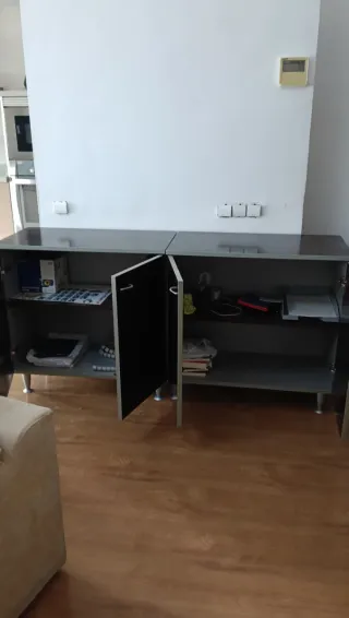 Cómoda Armario Marrón y Plata