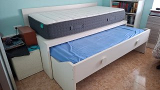 Cama nido con cajones, madera maciza.