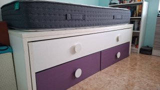 Cama nido con cajones, madera maciza.