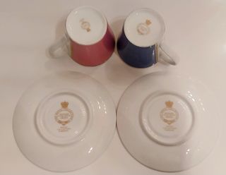 2 Tazzine + Piattini Porcellana Royal Collection