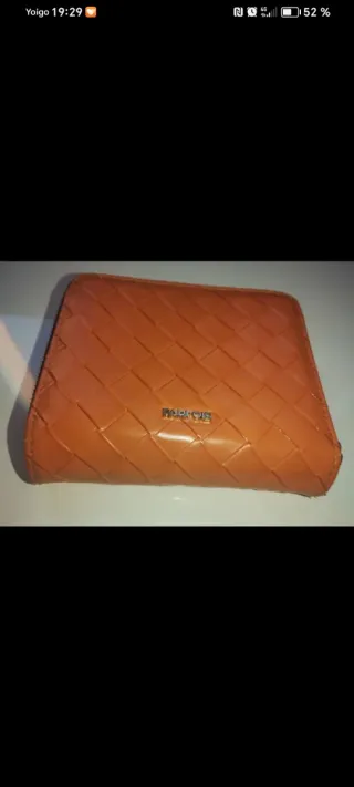 Cartera monedero Furla naranja tejida