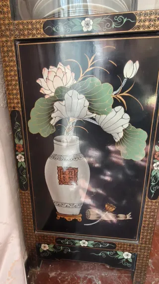 Mueble Aparador Oriental Madera y Cristal