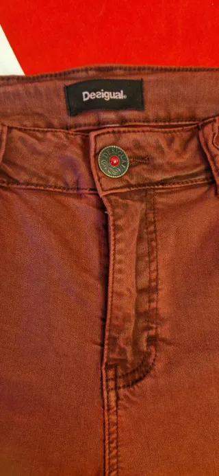 Pantalones Desigual burdeos con bordados