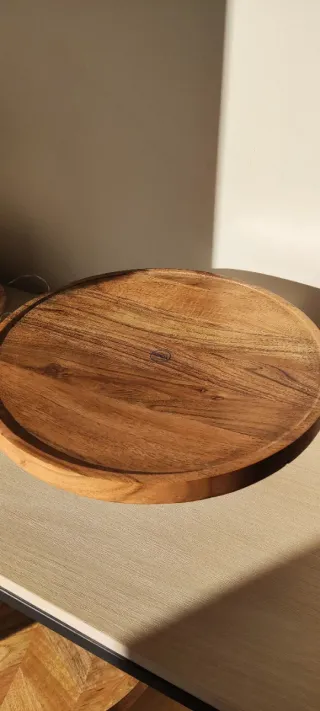 Bandeja con pie clon Zara Home madera acacia NEW