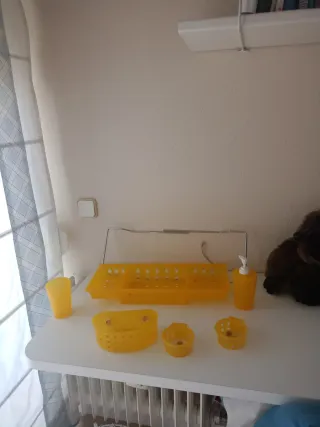 Juego accesorios baño plástico amarillo